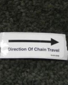 Aufkleber, "Laufrichtung der Kette"